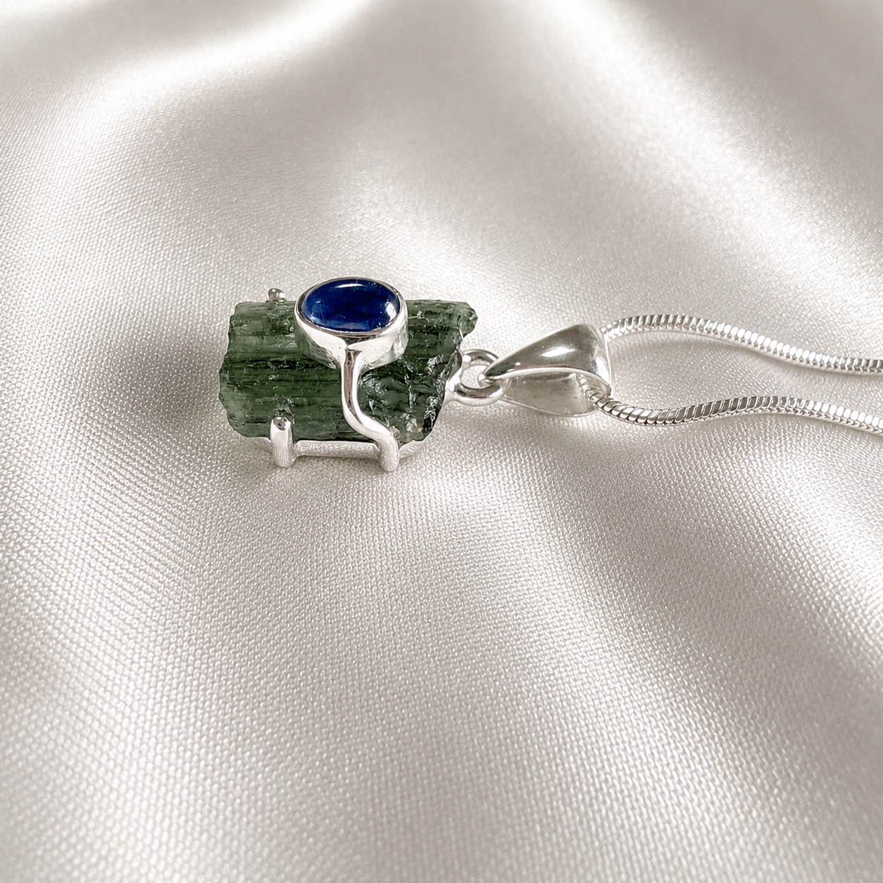 Moldavite & Tanzanite Pendant