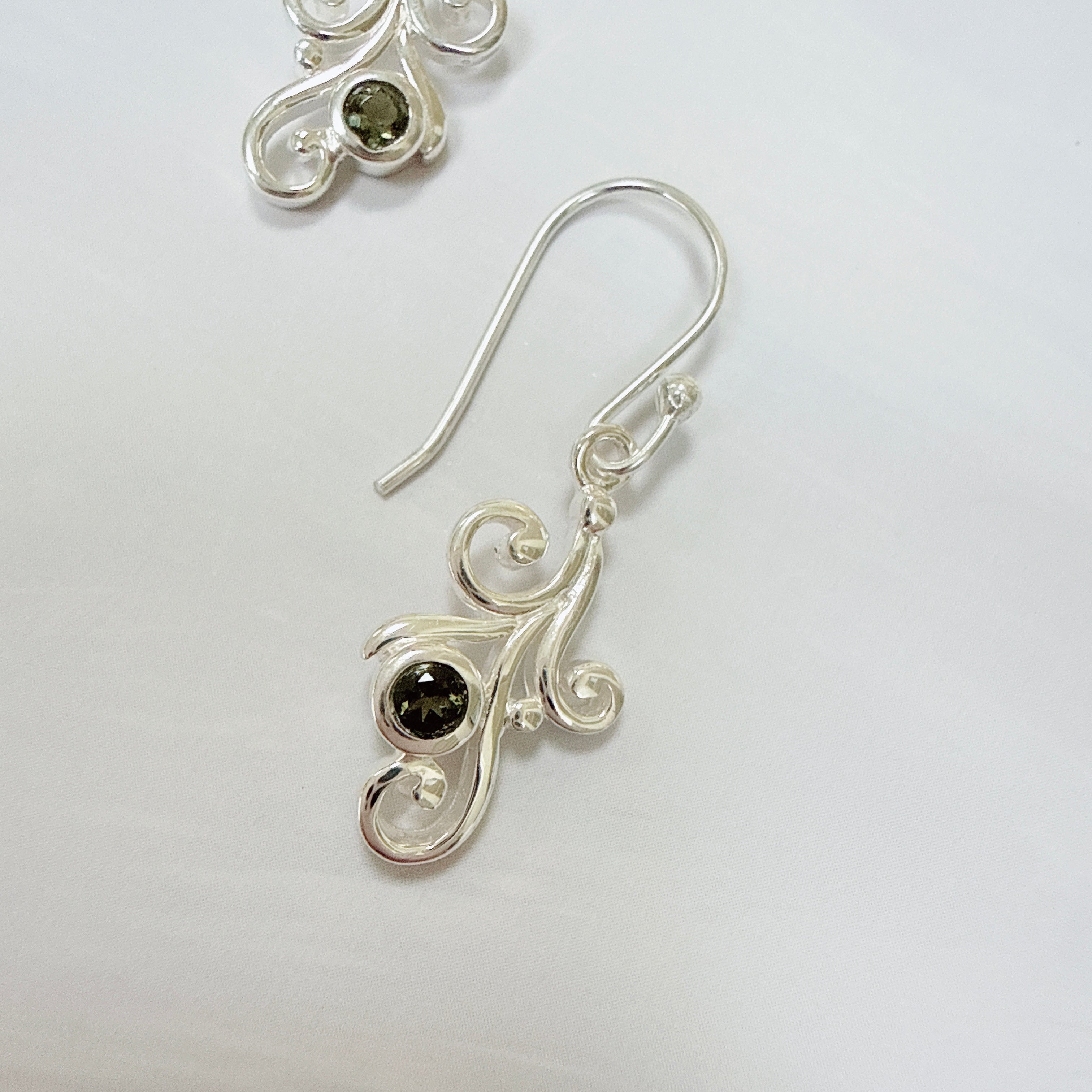 Moldavite Faceted Earrings