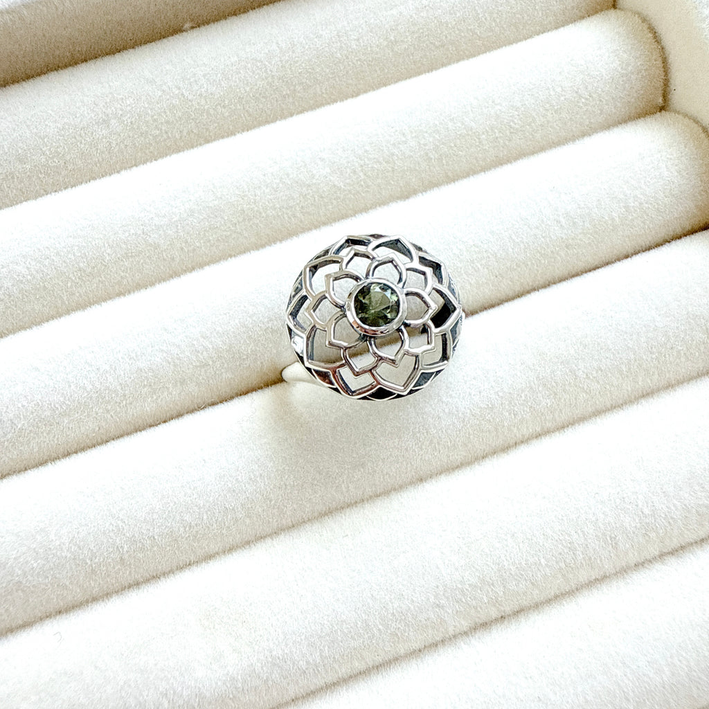 Moldavite Ring Faceted