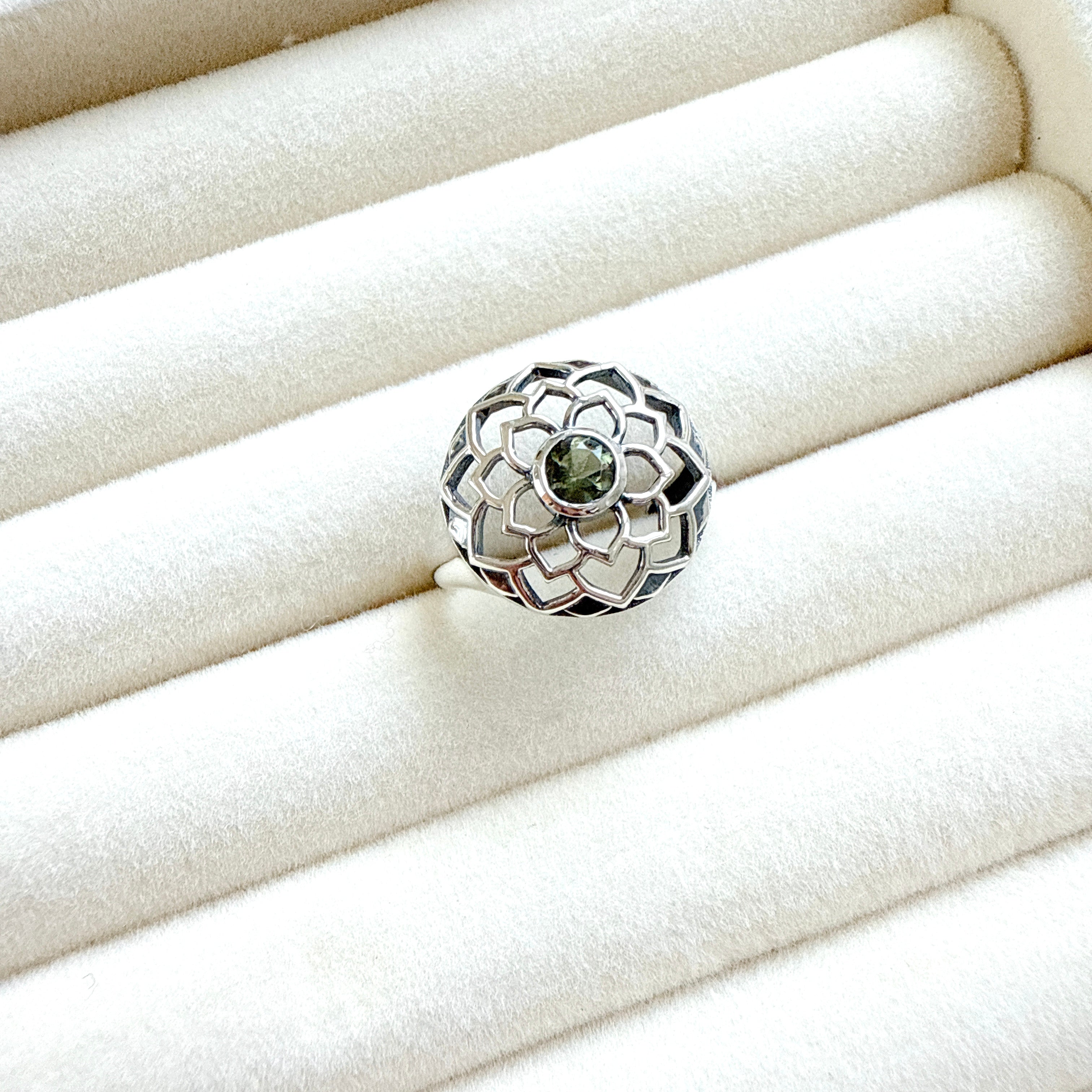 Moldavite Ring Faceted