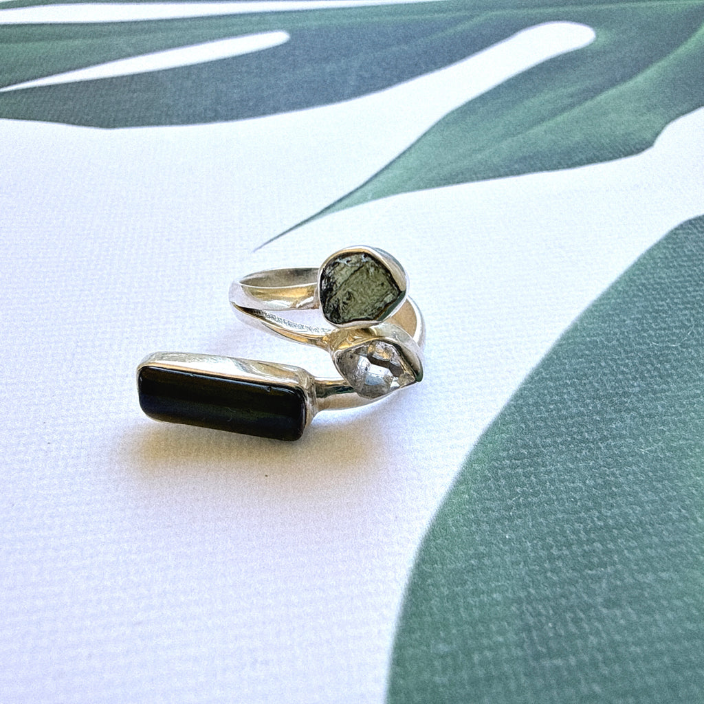 Moldavite, Herkimer Diamond & Meteorite Campo Del Cielo Necklacef