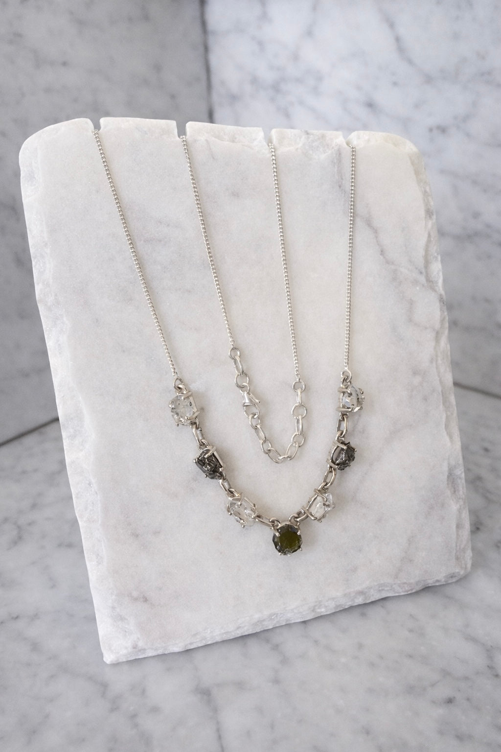 Moldavite, Herkimer Diamond & Meteorite Campo Del Cielo Necklacef