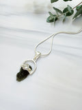 Moldavite with Herkimer Diamond Pendant