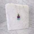 Moldavite, Amethyst & Neon Blue Apatite Pendant