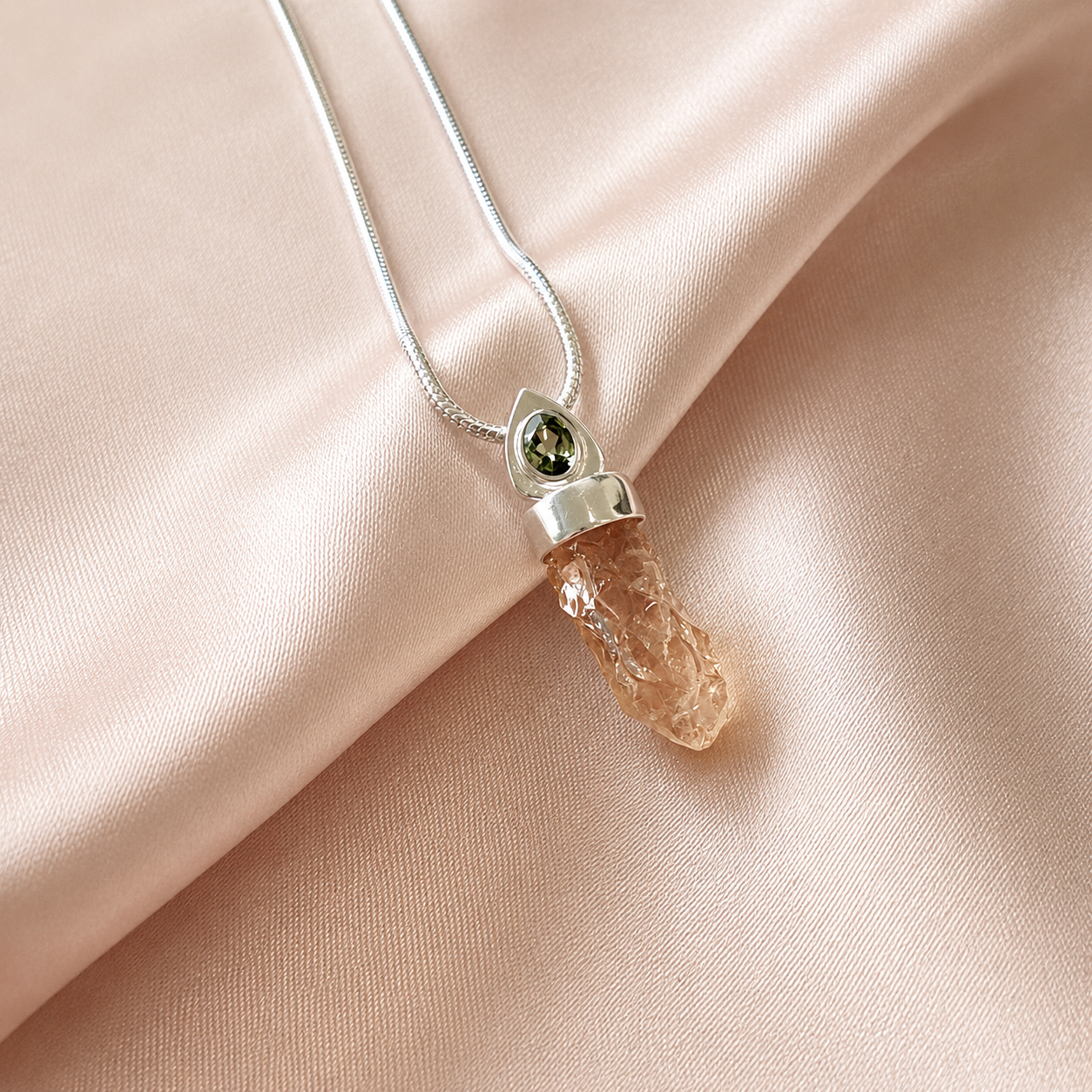 Designer Citrine & Moldavite Pendant
