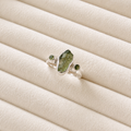 Designer Moldavite & Peridot Ring