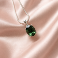 Moldavite Faceted Silver Pendant