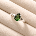 Faceted Moldavite Ring
