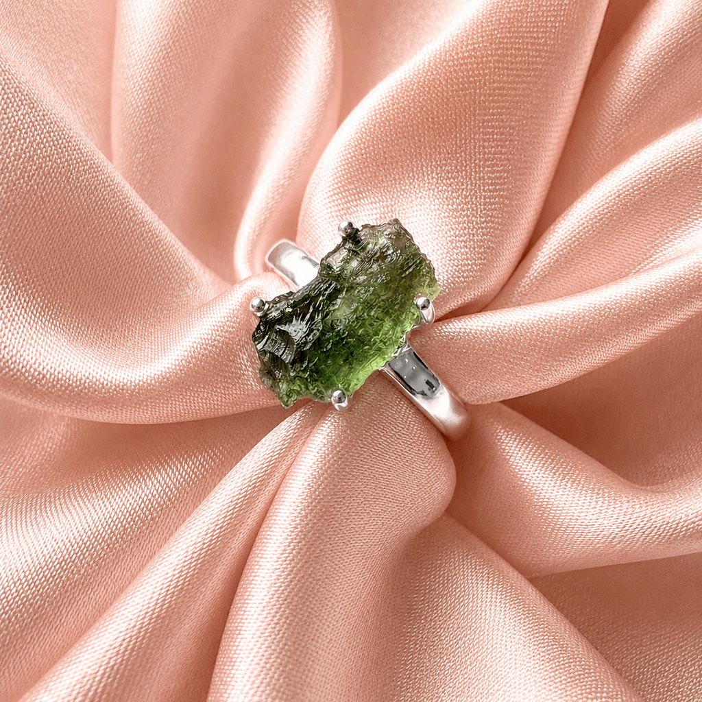 Moldavite Designer Ring