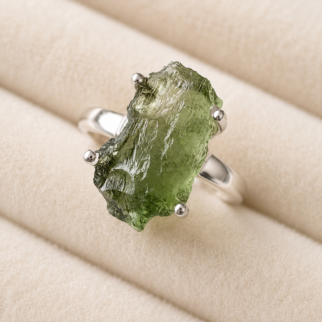 Moldavite Designer Ring