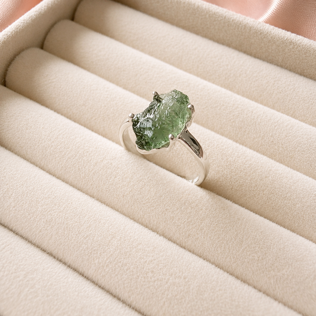 Moldavite Designer Ring