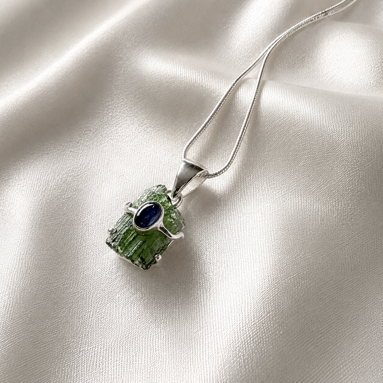 Moldavite & Tanzanite Pendant