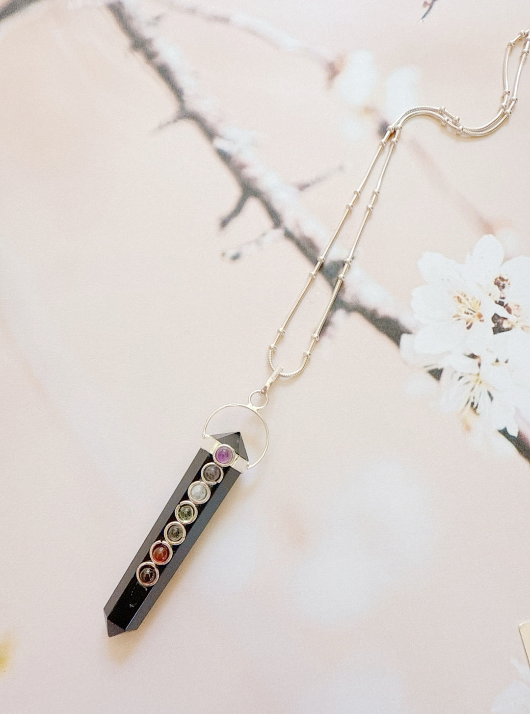 Black Onyx 7 Chakra Pendant
